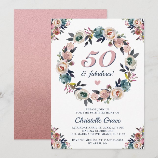 Fifty and Fabulous 50th Anniversary Birthday Party Invitation (Front/Back)