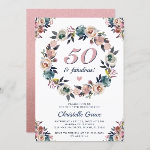 Fifty and Fabulous 50th Anniversary Birthday Party Invitation