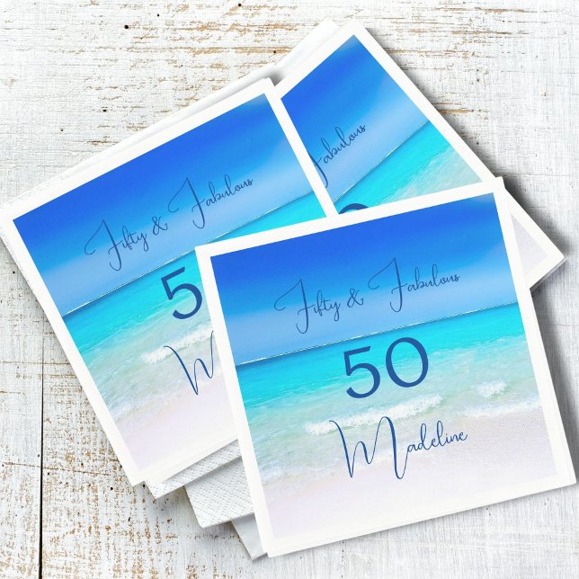 Fifty and Fabulous 50th Birthday Beach Suite Napkins (Creator Uploaded)