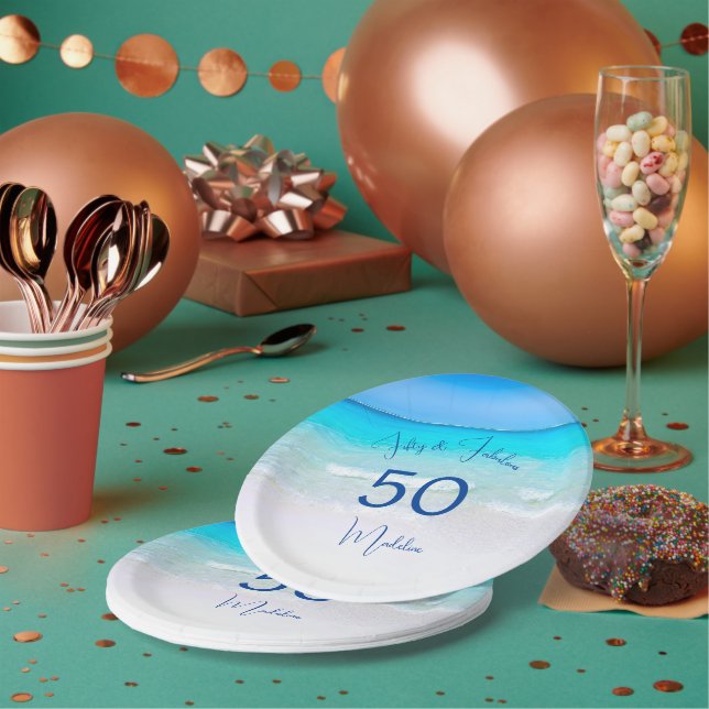Fifty and Fabulous 50th Birthday Beach Suite Paper Plates (Multi)