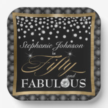 Fifty and Fabulous 50th Birthday Black Gold Chic