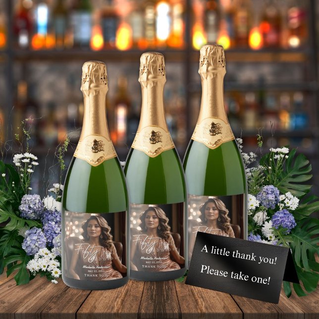 Fifty and Fabulous 50th Birthday Champagne Label  (Creator Uploaded)