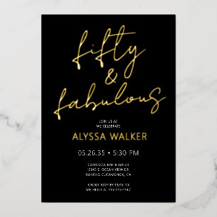 Fifty and Fabulous 50th Birthday Foil Invitation