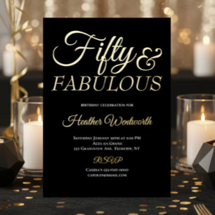 Fifty and Fabulous 50th Birthday Foil Script Foil Invitation