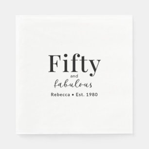 Fifty and Fabulous 50th Birthday Party Custom Name Napkins