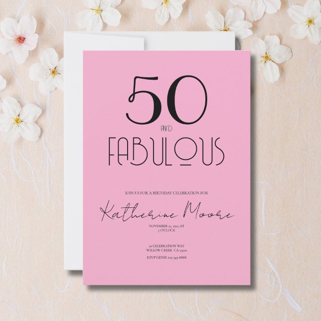 Fifty and Fabulous 50th Birthday Party  Invitation (Creator Uploaded)