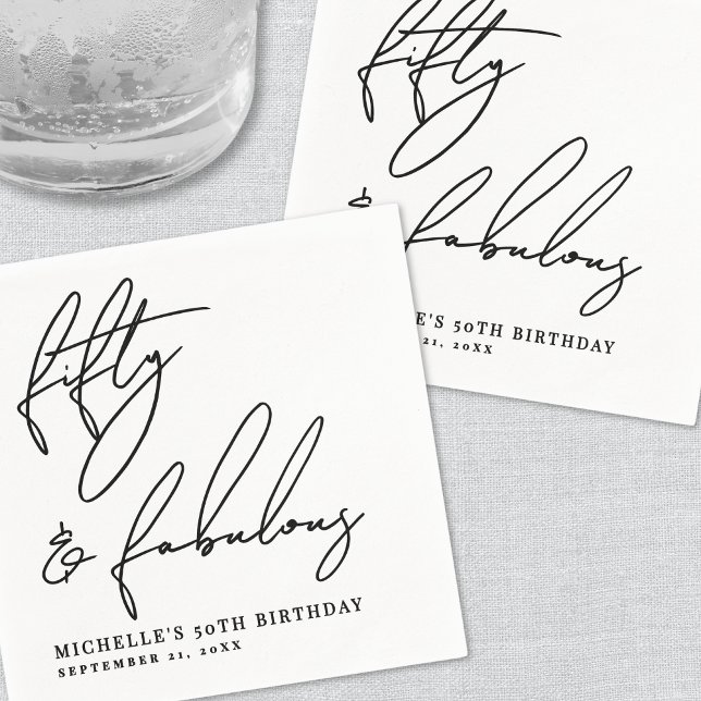 Fifty And Fabulous 50th Birthday Party Napkins (Fifty And Fabulous 50th Birthday Party Napkins)