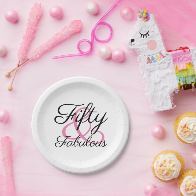 Fifty and Fabulous 50th Birthday Party Paper Plates (Party)