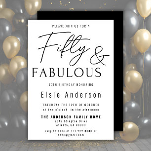 Fifty And Fabulous 50th Birthday Party Simple Invitation