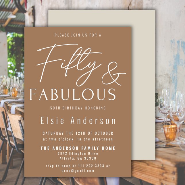Fifty And Fabulous 50th Birthday Party Trendy Boho Invitation (Creator Uploaded)
