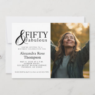 Fifty And Fabulous 50th Birthday Photo Party Invitation