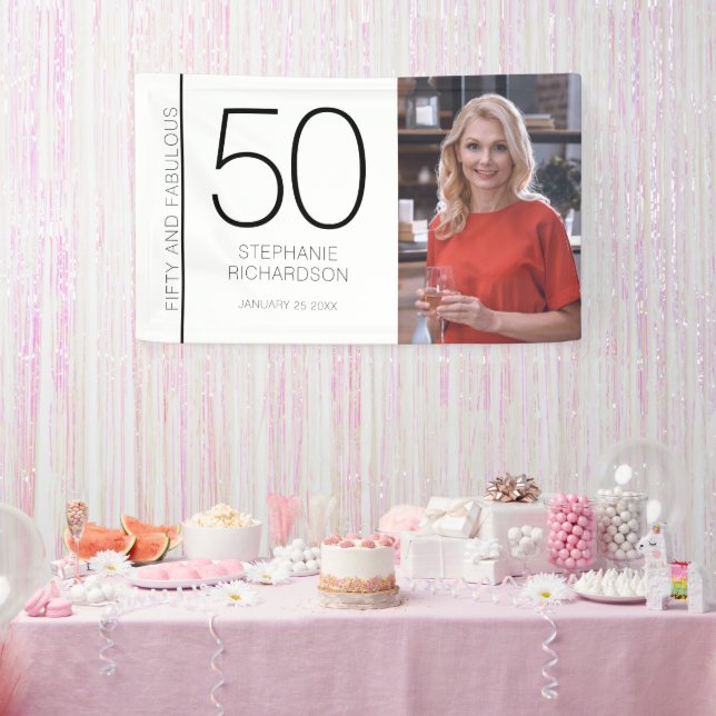 Fifty and Fabulous 50th Birthday Photo Poster Banner (Party)