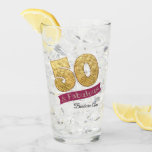 Fifty And Fabulous 50th Birthday Pink And Gold Glass at Zazzle