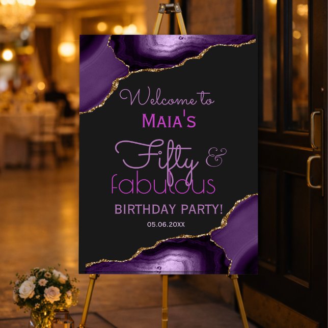 Fifty and Fabulous 50th Welcome Sign (This welcome sign sets the tone before guests even walk in ✨)