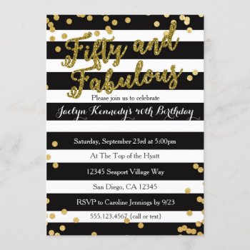 Fifty And Fabulous Adult Birthday Party Invitation by seasidepapercompany at Zazzle