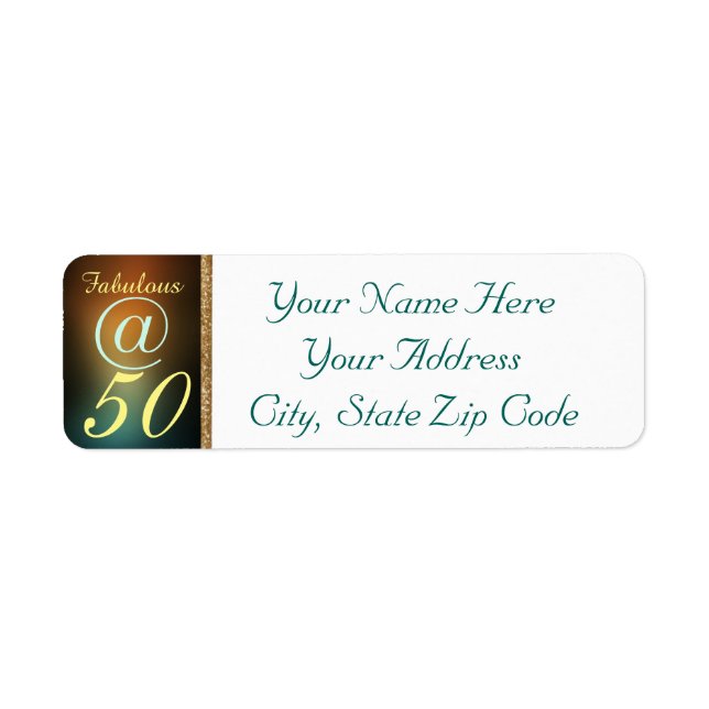 Fifty And Fabulous BDay Bash Party Celebration Label (Front)