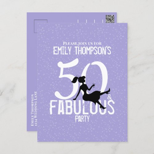 Fifty and Fabulous Birthday Modern Cute Cocktails Postcard