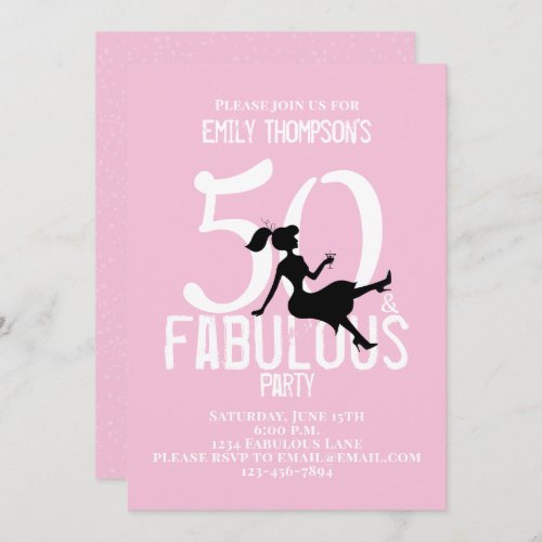 Fifty and Fabulous Birthday Modern Fun Cocktails Invitation