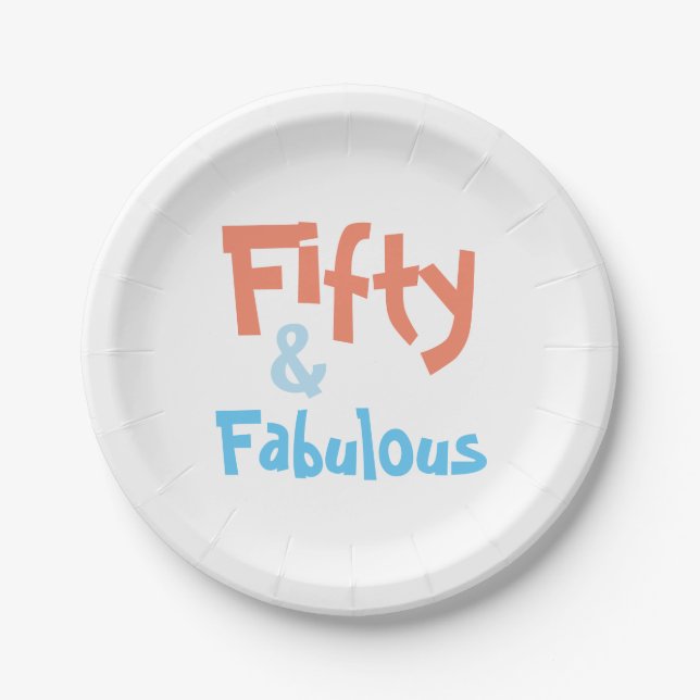 Fifty and Fabulous Birthday Paper Plates (Front)