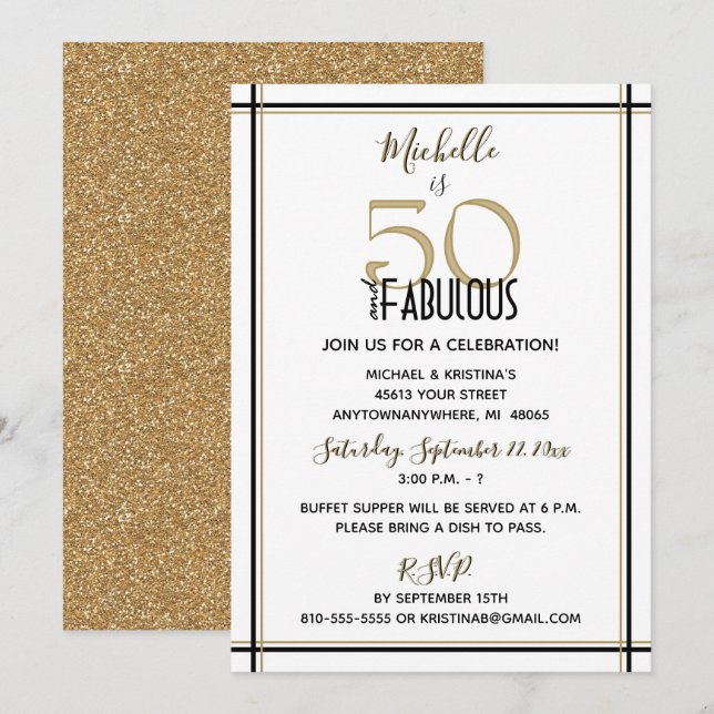 Fifty and Fabulous Birthday Party Invitation (Front/Back)