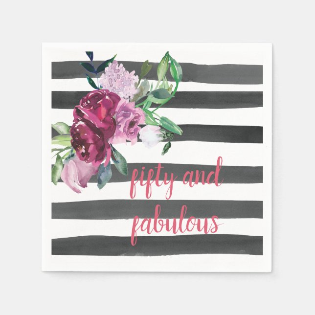 Fifty and Fabulous Birthday Party Napkins (Front)