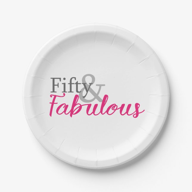 Fifty and Fabulous Birthday Party Paper Plates (Front)