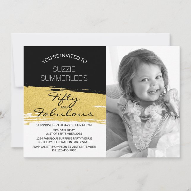 Fifty and Fabulous Birthday Photo Invitation (Front)