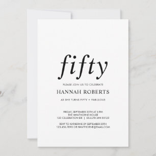 Fifty and Fabulous Black 50th Birthday Party  Invitation