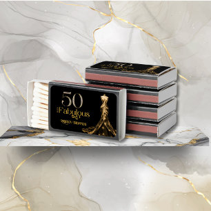 Fifty and Fabulous Black Gold Dress 50th Birthday Matchboxes