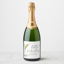 Fifty and Fabulous Black Script Watercolor Martini