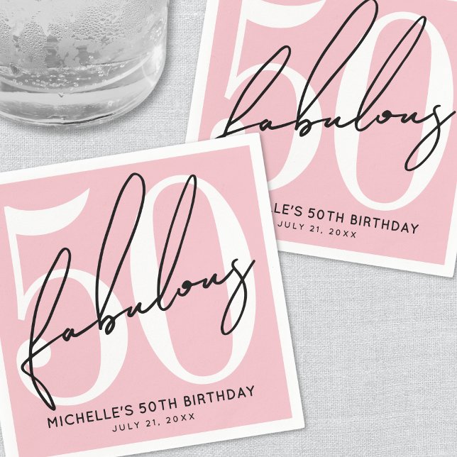 Fifty And Fabulous Blush Pink 50th Birthday Napkins (Fifty And Fabulous Blush Pink 50th Birthday Napkins)