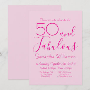Fifty and Fabulous Blush Pink 50th Birthday Party Invitation