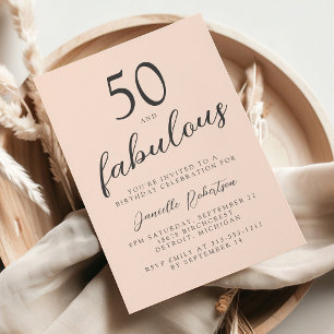 Fifty and Fabulous Blush Pink 50th Birthday Party Invitation