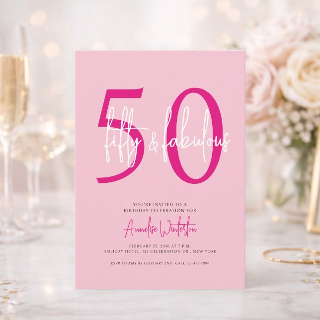 Fifty and Fabulous Blush Pink 50th Birthday Party  Invitation (Creator Uploaded)