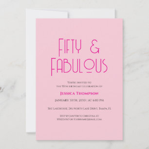 Fifty and Fabulous Blush Pink 50th Birthday Party  Invitation
