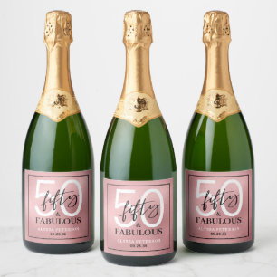 Fifty and Fabulous Bold 50th Birthday Party Sparkling Wine Label