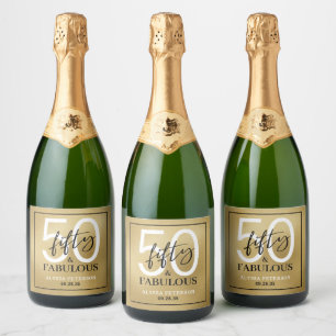 Fifty and Fabulous Bold 50th Birthday Party Sparkling Wine Label