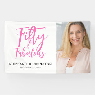 Fifty and Fabulous Bold Photo 50th Birthday Party Banner