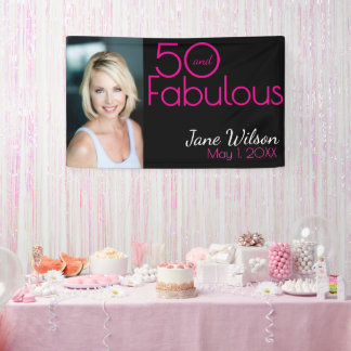 Fifty and Fabulous Bold Photo 50th Birthday Party  Banner