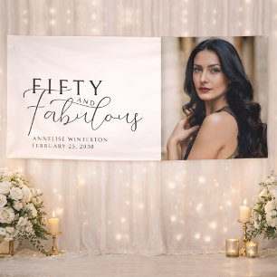 Fifty and Fabulous Bold Photo 50th Birthday Party Banner