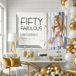 Fifty and Fabulous Bold Photo 50th Birthday Party Banner
