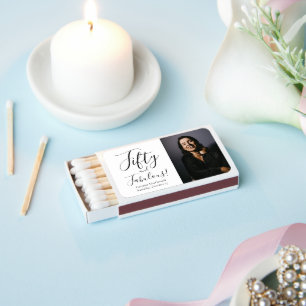 Fifty and Fabulous Bold Photo 50th Birthday Party Matchboxes