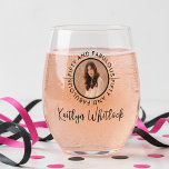 Fifty and Fabulous Bold Photo 50th Birthday Party Stemless Wine Glass<br><div class="desc">This modern and sleek design combines elegant script font and minimal typography to celebrate 50 and fabulous in the best way ever. Edgy and trendy,  this party paper product is sure to leave an impact just like the birthday girl. Contact the designer for more design customization options.</div>