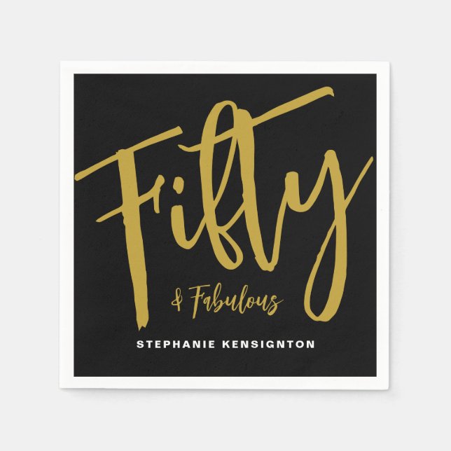 Fifty and Fabulous Bold Script 50th Birthday Party Napkins (Front)