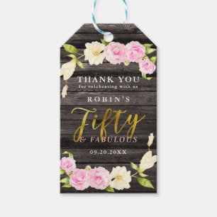 Fifty and Fabulous Botanical Birthday Favor Gift Tags