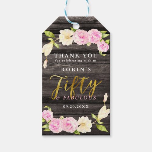 Fifty and Fabulous Botanical Birthday Favor Gift Tags