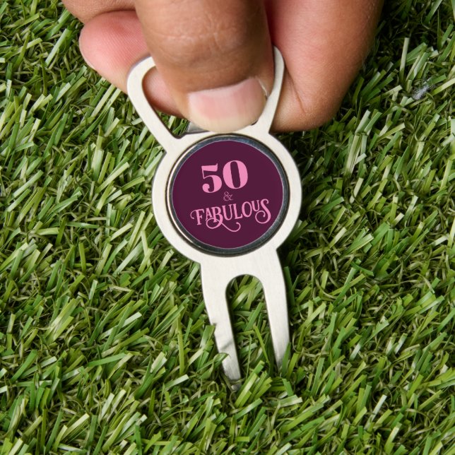 Fifty and Fabulous Burgundy Birthday Divot Tool (Insitu 1)