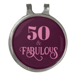 Fifty and Fabulous Burgundy Birthday Golf Hat Clip