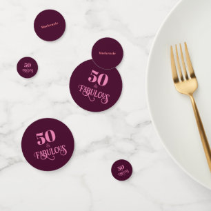 Fifty and Fabulous Burgundy Birthday Party Confetti