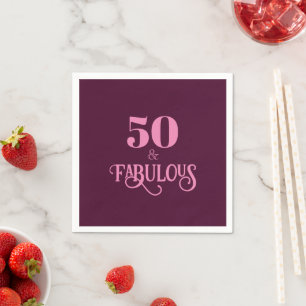 Fifty and Fabulous Burgundy Birthday Party Napkins